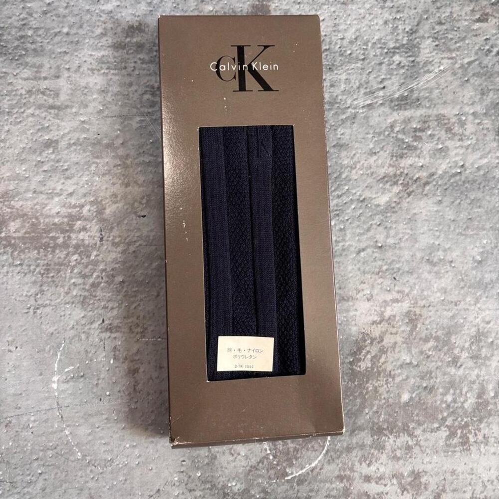 Vintage Calvin Klein Navy Blue Dress Socks. Made in Japan NOS Size 8